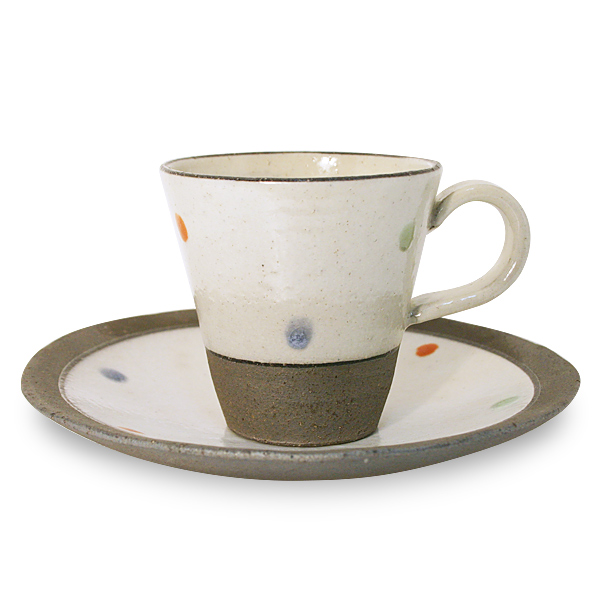3色の水玉コーヒーカップ